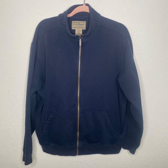 Vintage L.L.Bean  Full-Zip Hoodie Sweatshirt Mens  Size L Blue Heavyweight Utili - Picture 1 of 8